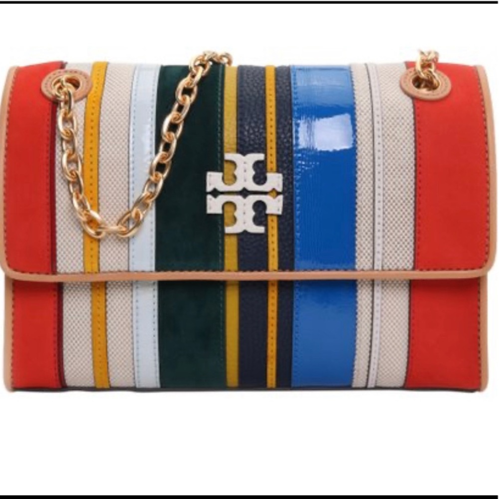 Tory Burch Balloon Stripe Fleming Leather Convertible Shoulder Bag